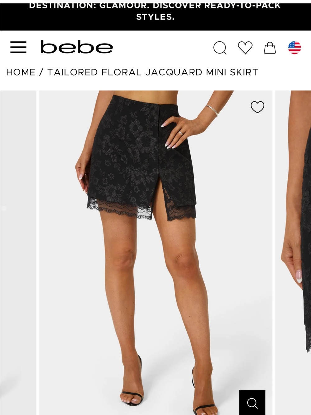 Guess Black Floral Lace-Trim Mini Skirt